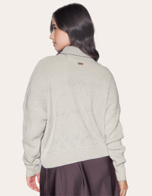 Blusa gola alta tricot Areia