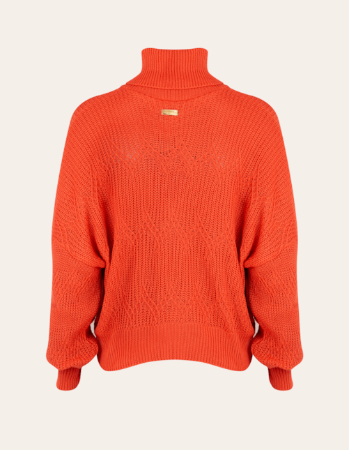 Blusa gola alta tricot Terracota