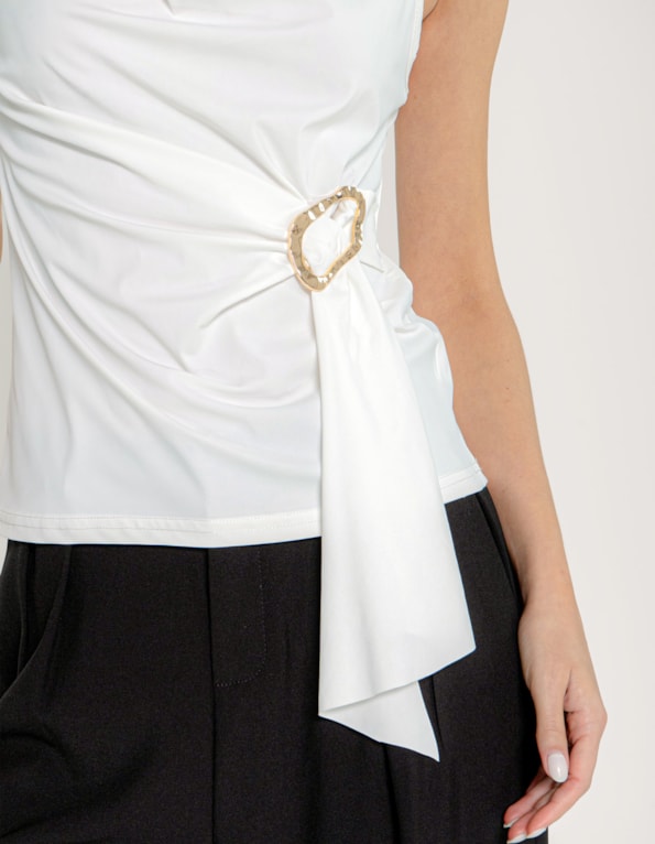 Blusa gola degage fivela lateral Off white