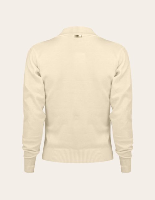 Blusa gola v tricot manga longa  Areia