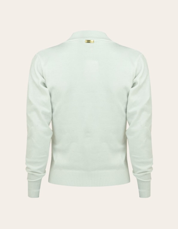 Blusa gola v tricot manga longa  Branco