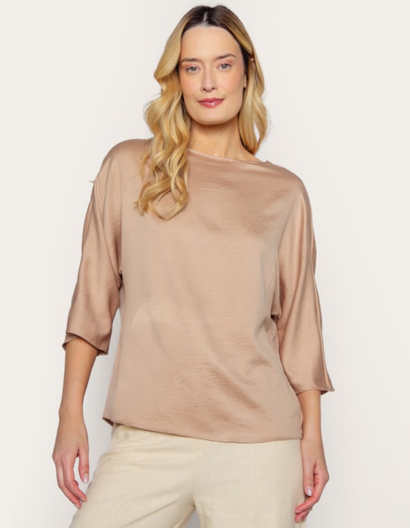 Blusa manga 3/4 cetim