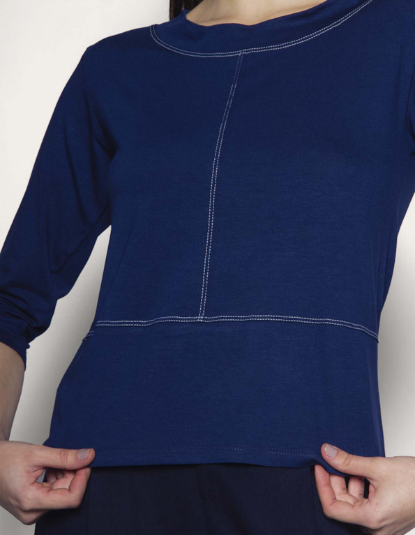 Blusa manga 3/4 pesponto Marinho