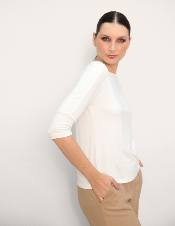 Blusa manga 3/4 punho canelado Off white