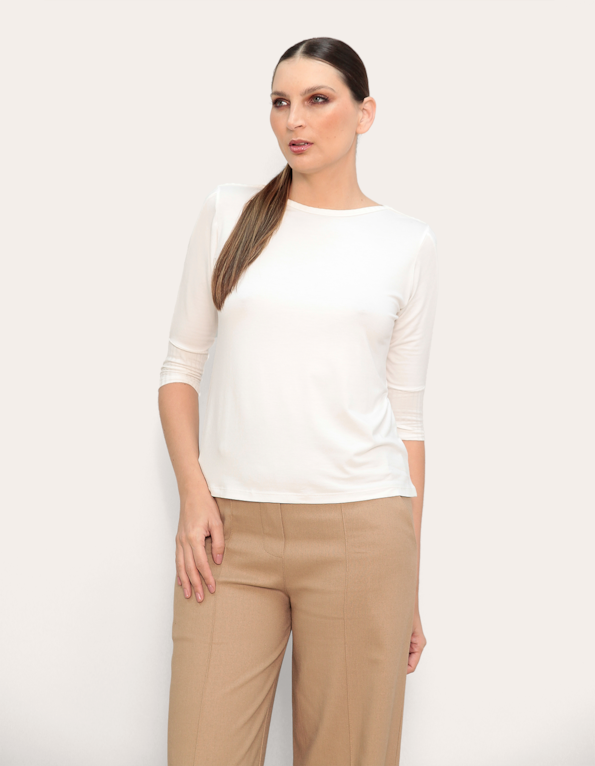Blusa manga 3/4 punho canelado Off white