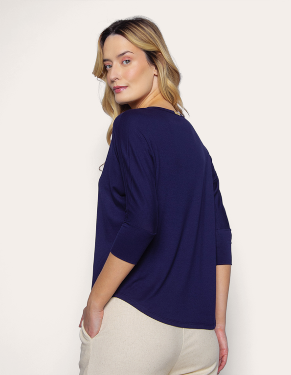 Blusa manga 3.4 visco Azul escuro