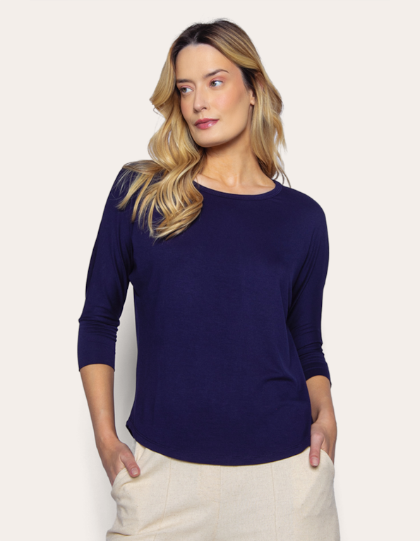 Blusa manga 3.4 visco Azul escuro