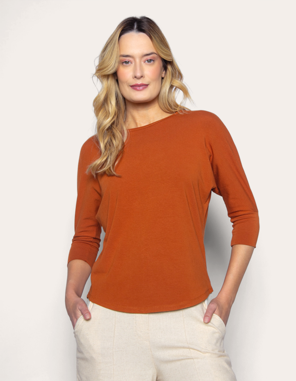 Blusa manga 3.4 visco Marrom medio
