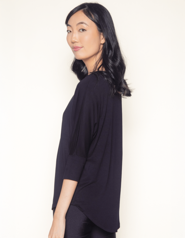Blusa manga 3.4 visco Preto