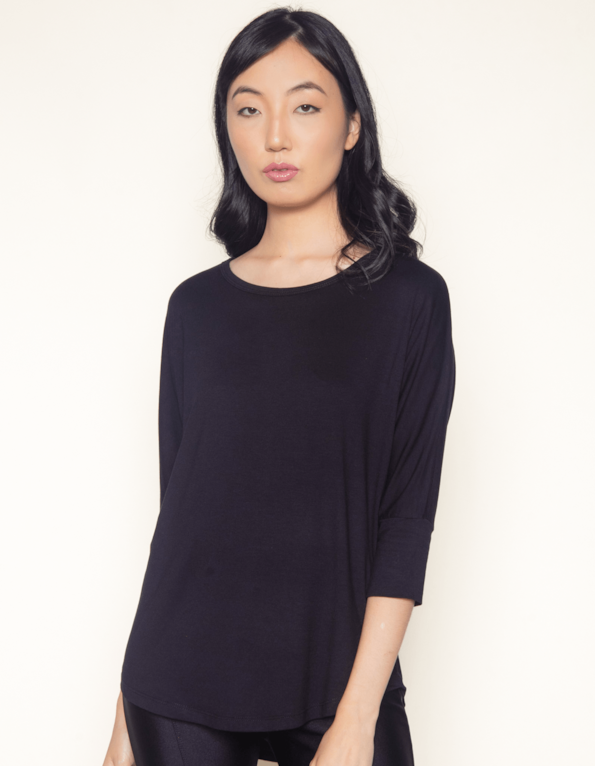 Blusa manga 3.4 visco Preto