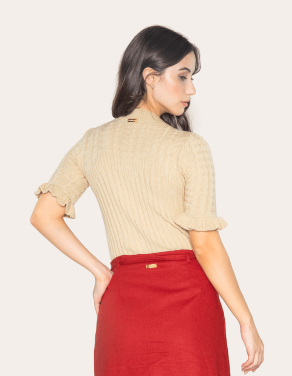 Blusa manga babado tricot