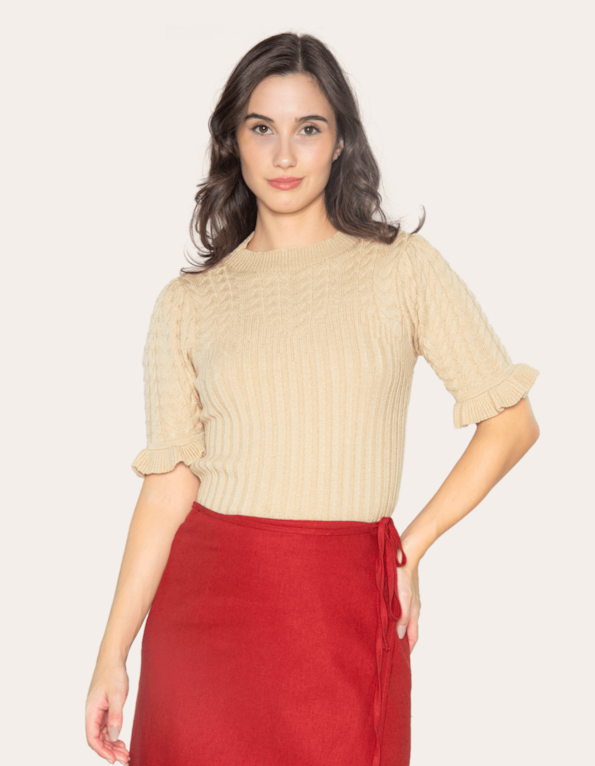 Blusa manga babado tricot