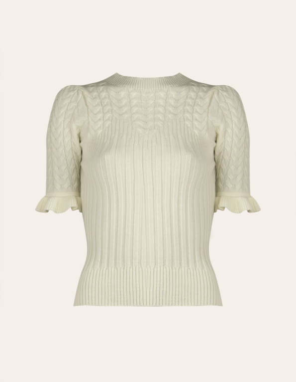 Blusa manga babado tricot Off white