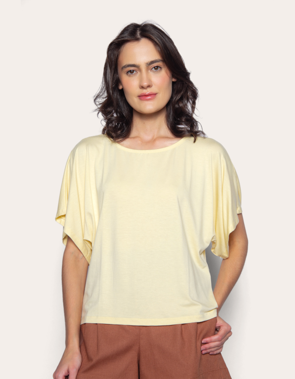 Blusa manga curta ampla Amarelo claro