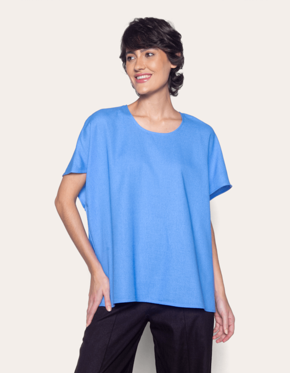 Blusa manga curta ampla Azul