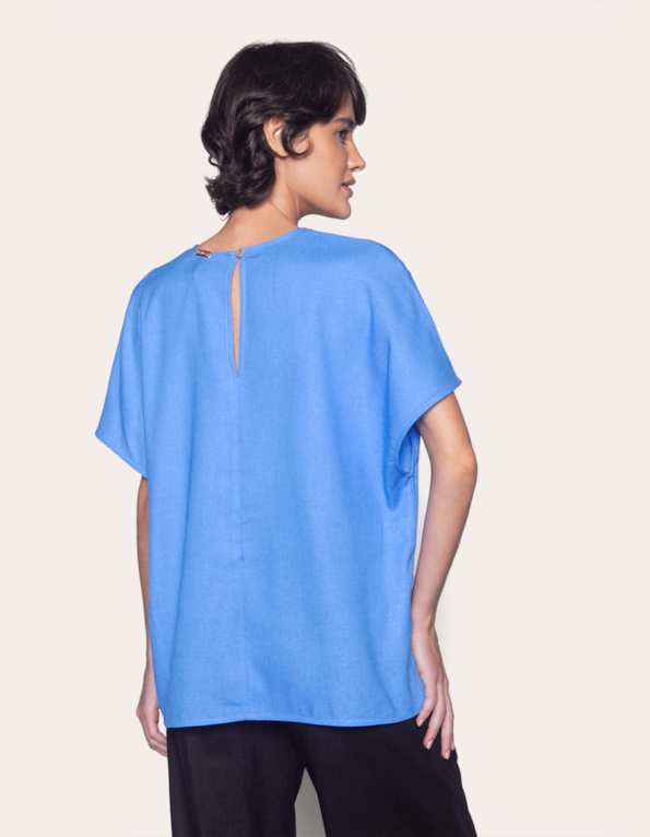 Blusa manga curta ampla Azul