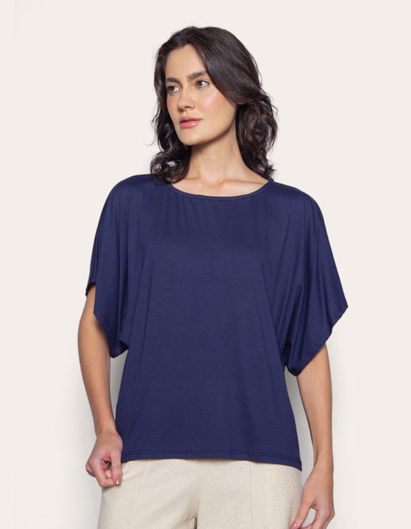 Blusa manga curta ampla Azul escuro