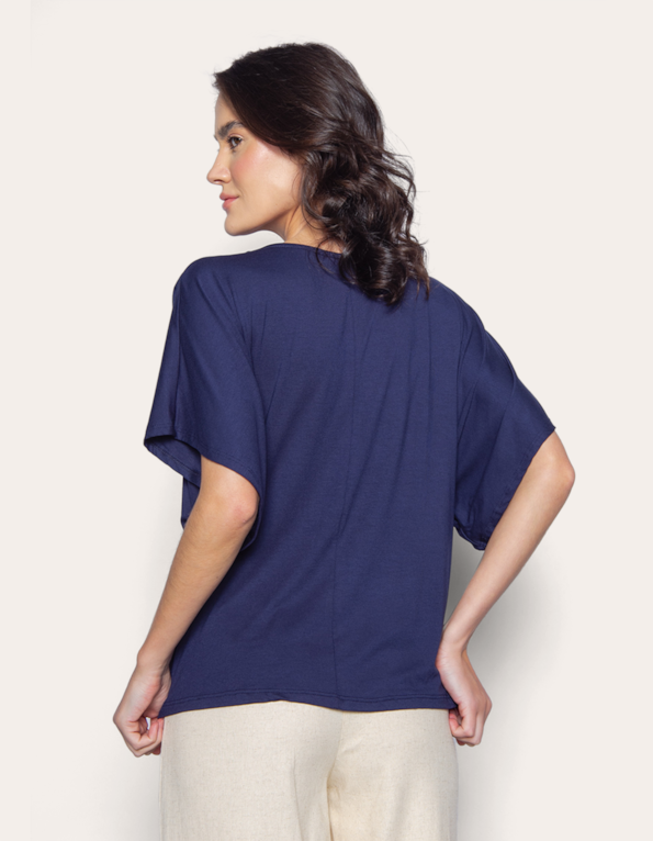 Blusa manga curta ampla Azul escuro
