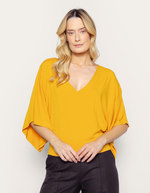 Blusa manga curta ampla Mostarda