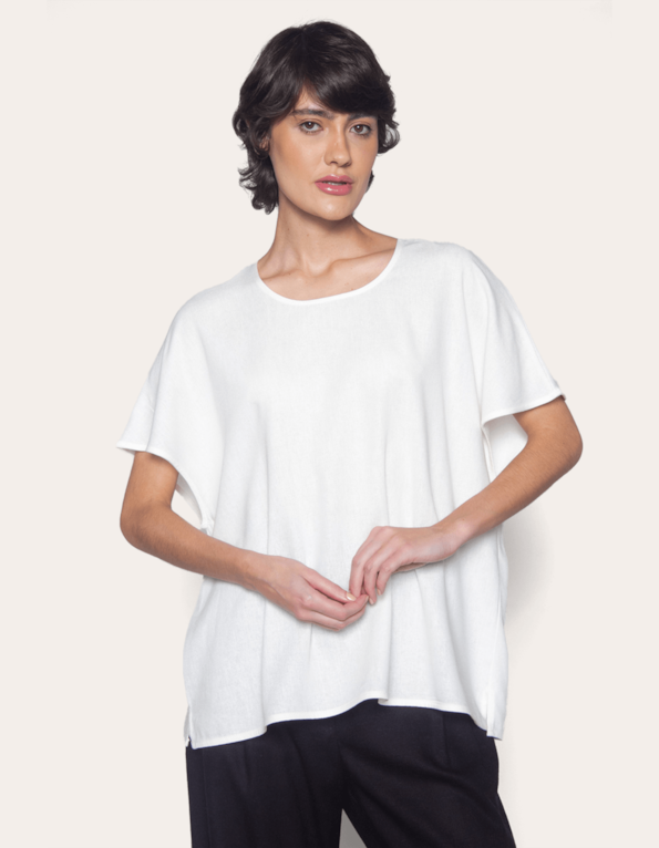 Blusa manga curta ampla Off white