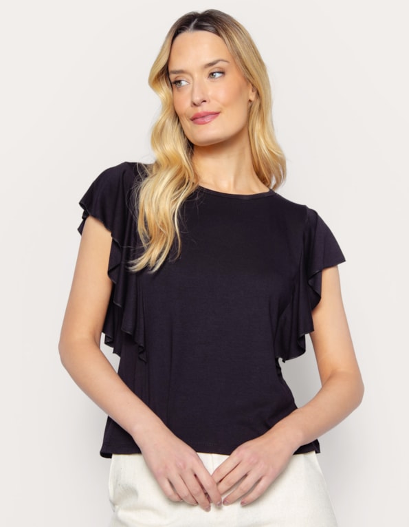 Blusa manga curta babado