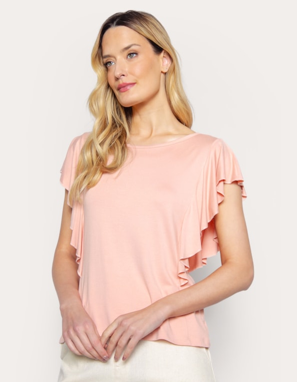 Blusa manga curta babado