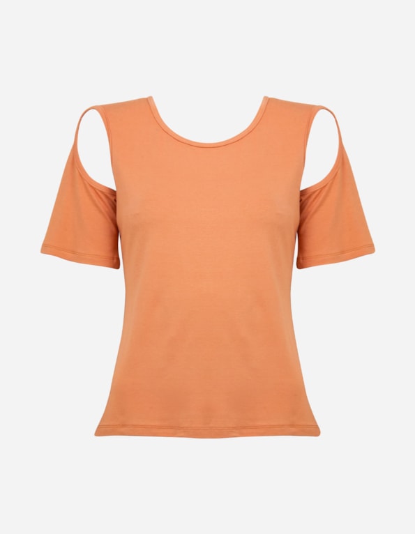 Blusa manga curta cut Bege maple