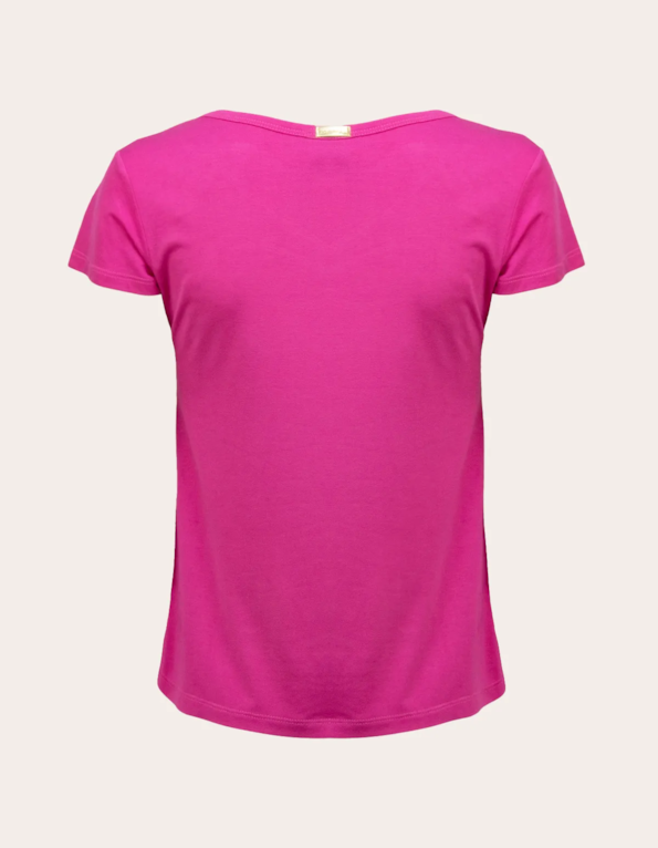 Blusa manga curta cut gota decote Pink amaranto