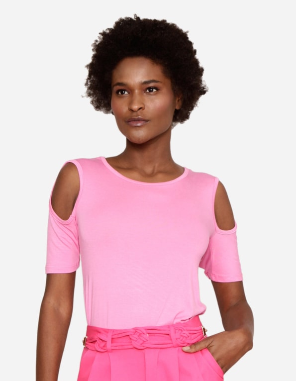 Blusa manga curta cut Rosa penelope