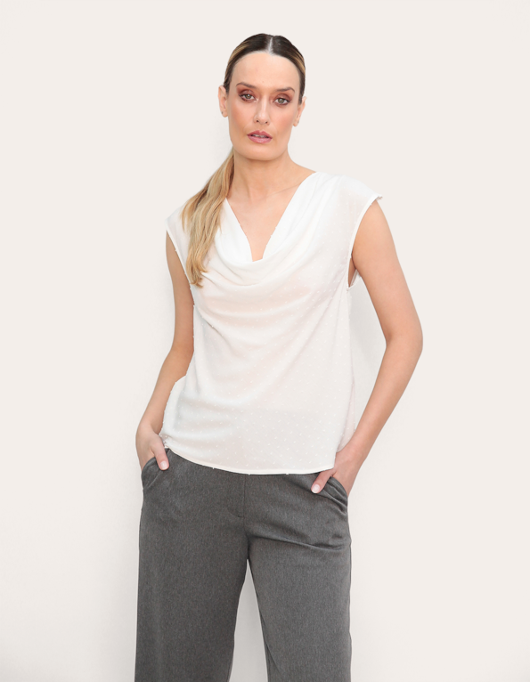 Blusa manga curta decote drapeado