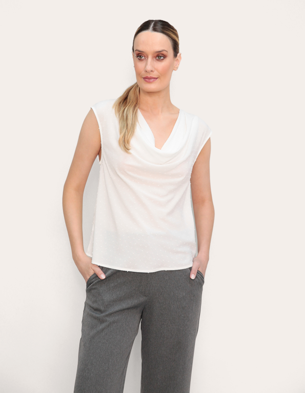 Blusa manga curta decote drapeado