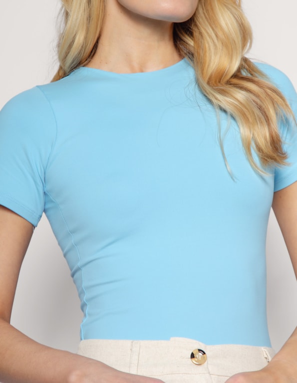 Blusa manga curta decote redondo Azul claro