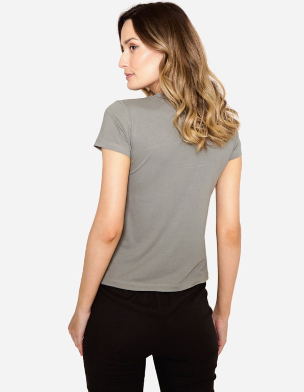 Blusa manga curta detalhe busto tela Verde folha