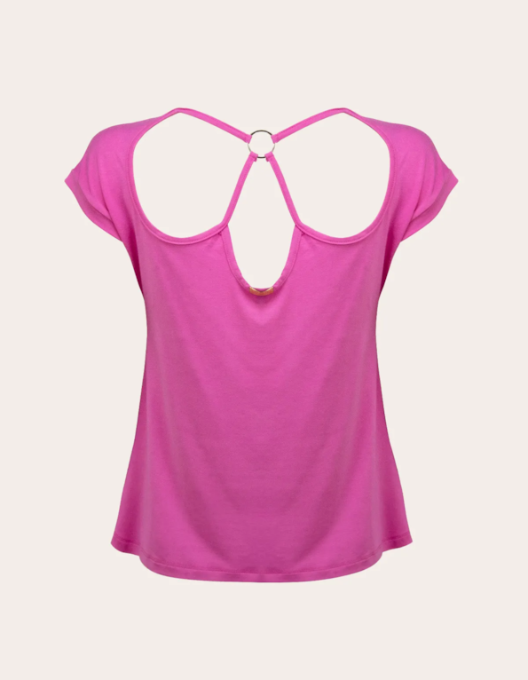 Blusa manga curta detalhe costas Rosa penelope
