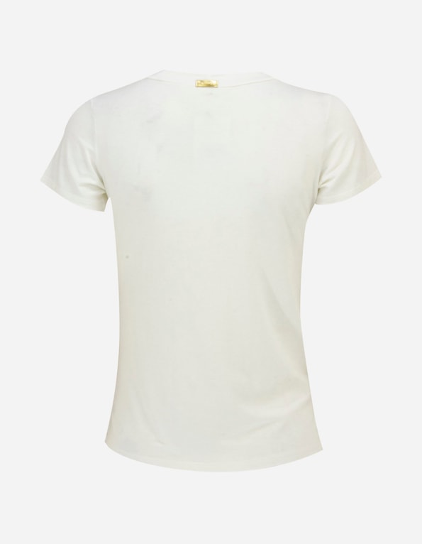 Blusa manga curta detalhe cut decote Off white