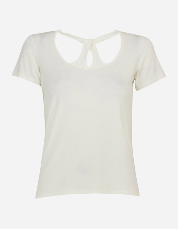 Blusa manga curta detalhe cut decote Off white