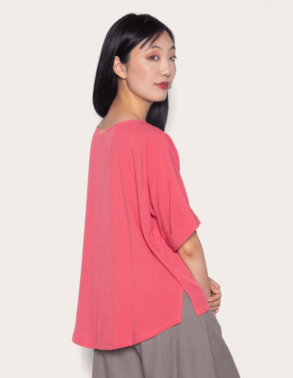Blusa manga curta gola v Rose
