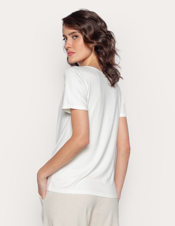 Blusa manga curta gota dupla ombros Off white