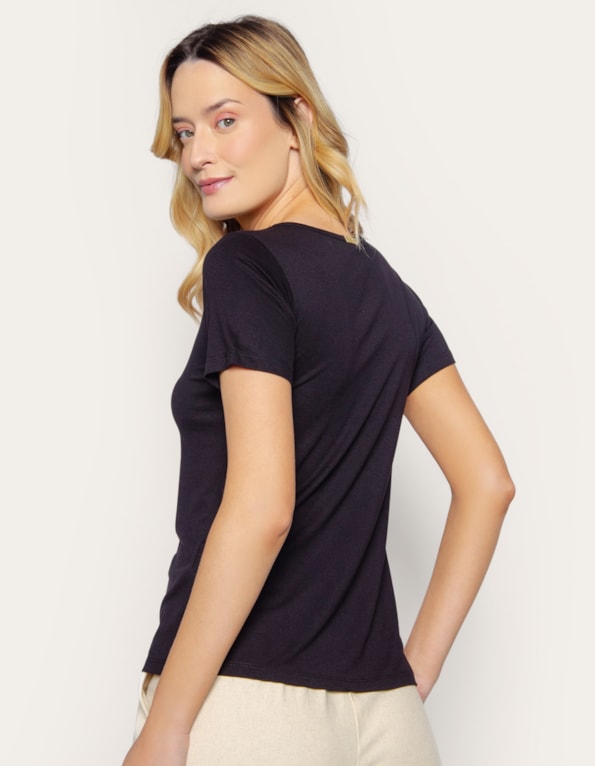 Blusa manga curta gota dupla ombros Preto