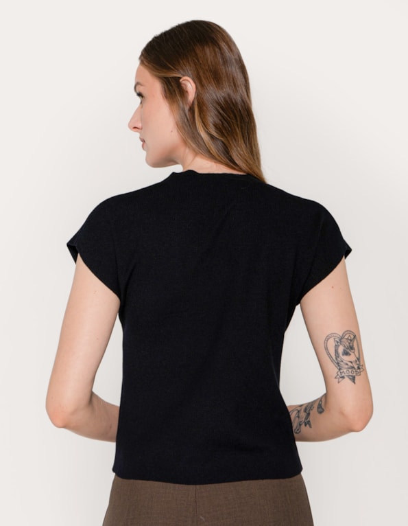 Blusa manga curta japonesa tricot