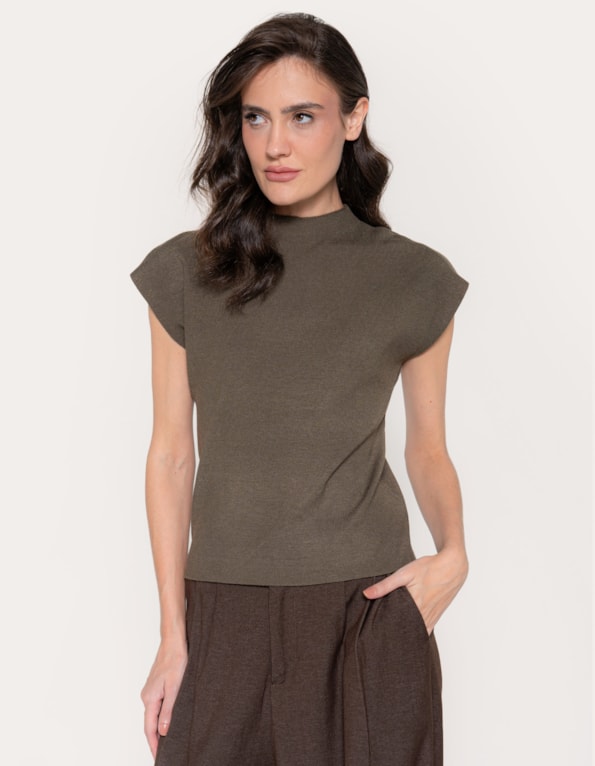 Blusa manga curta japonesa tricot