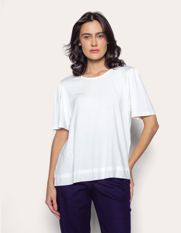 Blusa manga curta mini franzido Off white