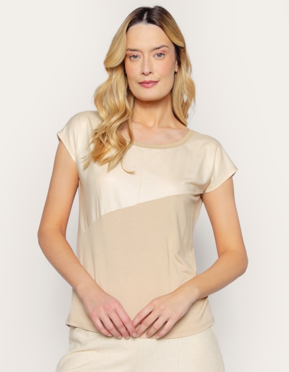 Blusa manga curta pala cirre Areia