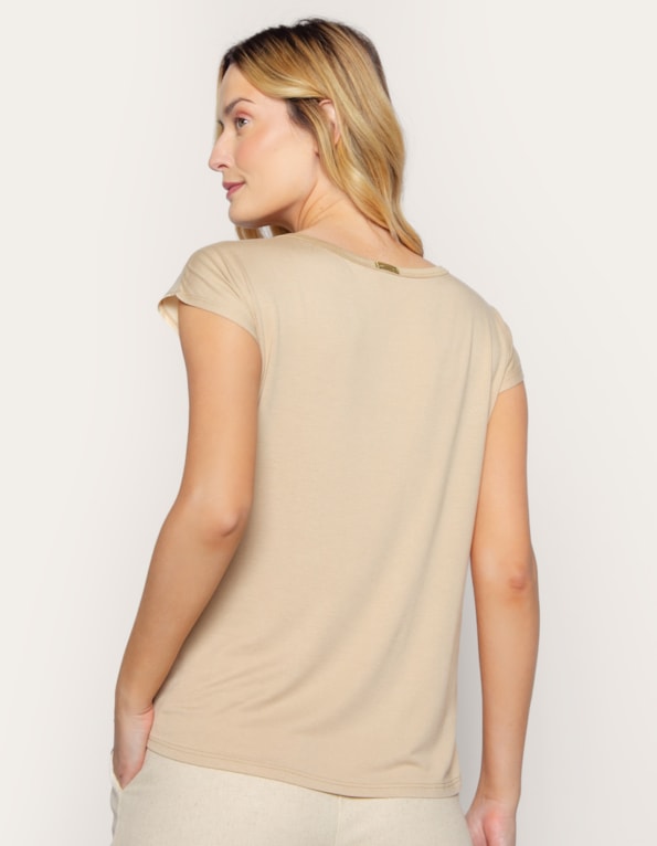Blusa manga curta pala cirre Areia