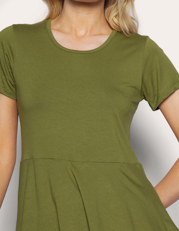 Blusa manga curta peplum Oliva medio