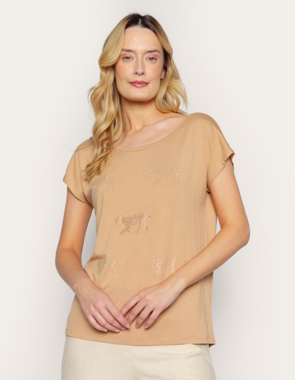 Blusa manga curta tigres Aveia