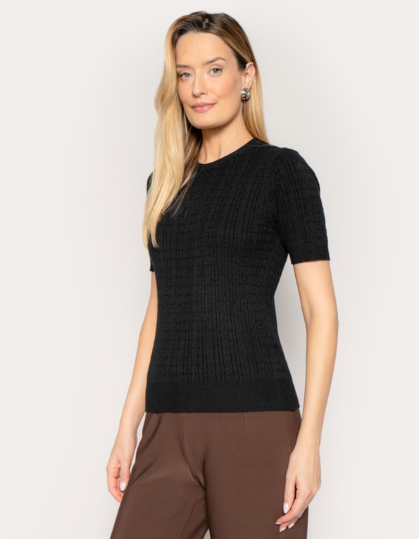 Blusa manga curta tricot