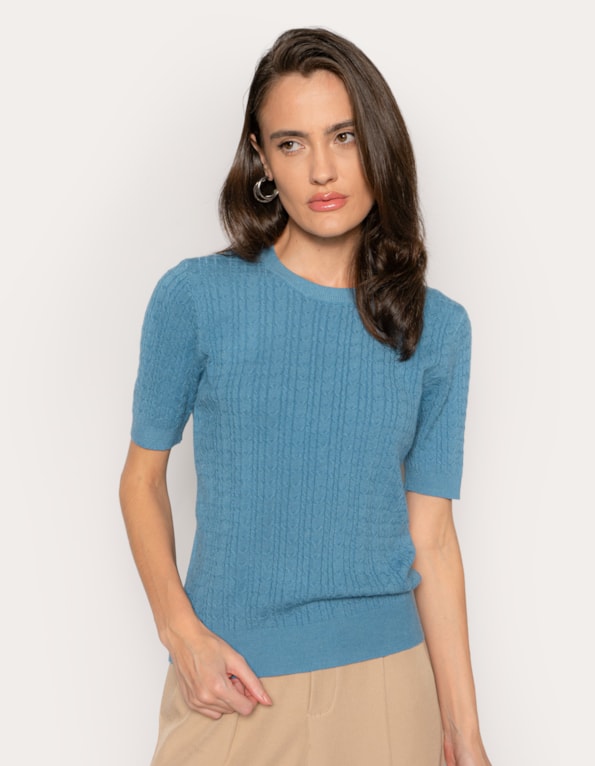 Blusa manga curta tricot