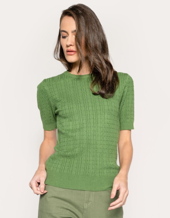 Blusa manga curta tricot