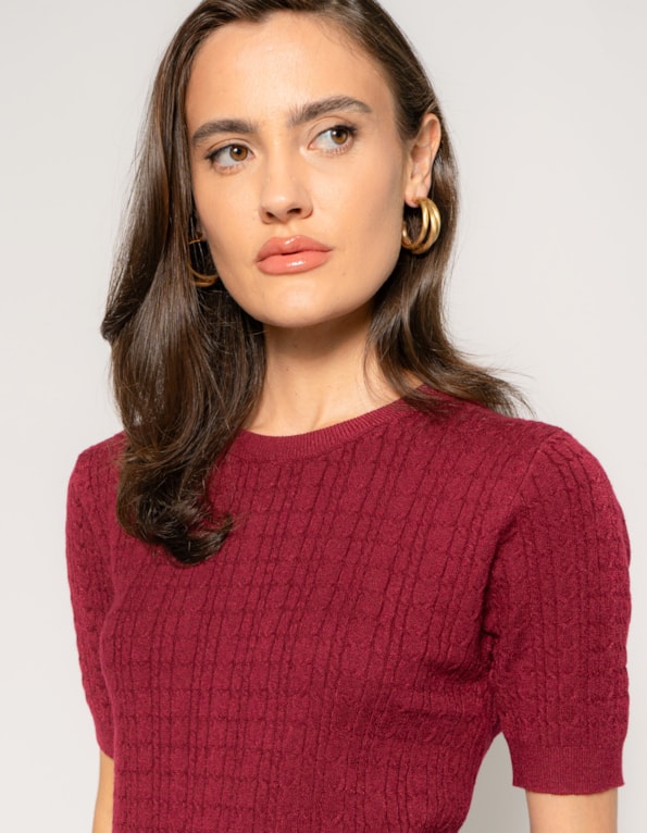 Blusa manga curta tricot